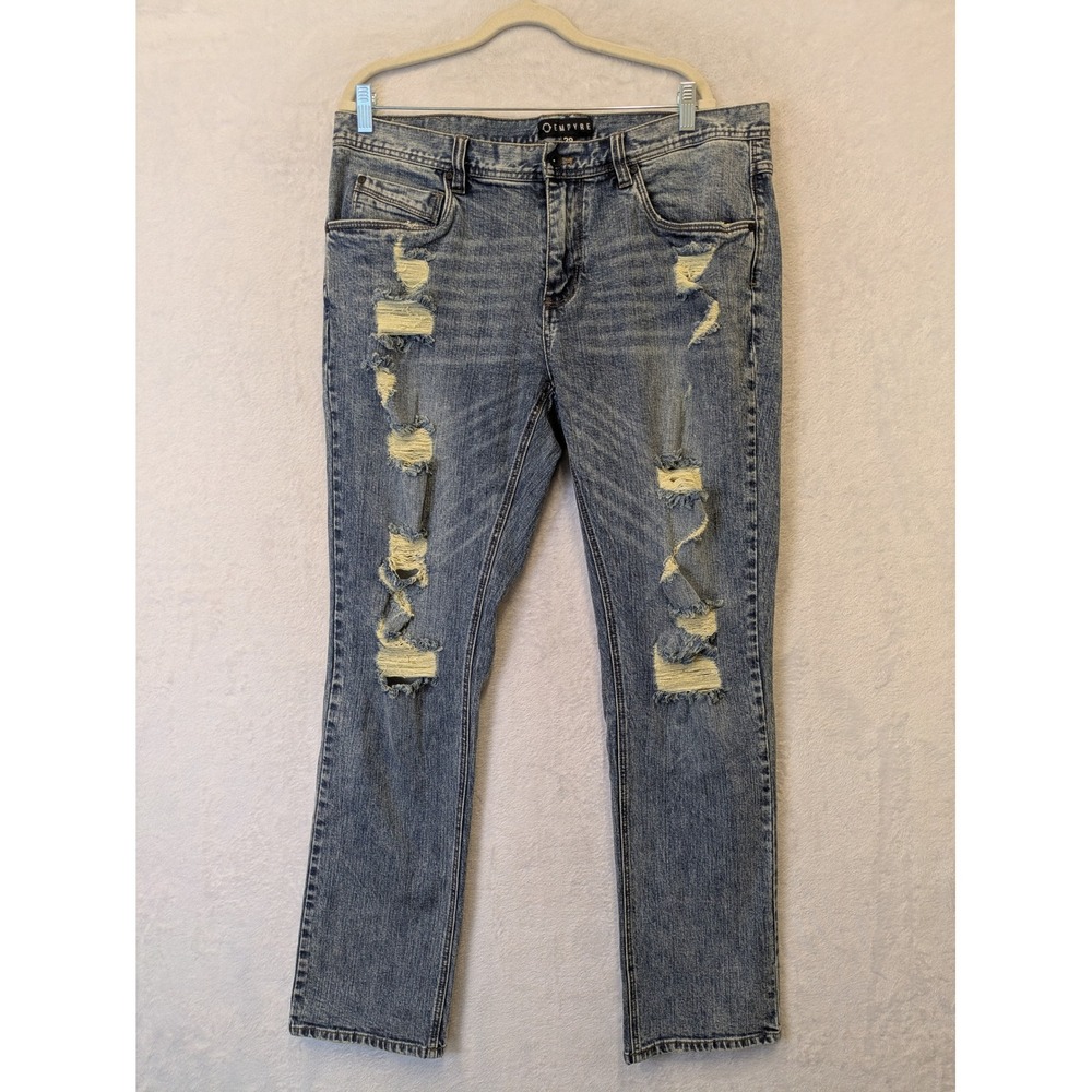 EMPYRE Men's Size 38x32 Distressed Blue‎ Denim Jeans